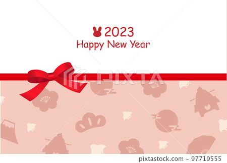 帶絲帶的新年賀卡設計 97719555