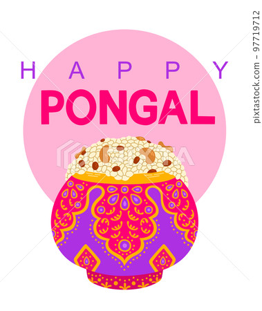 Happy Pongal religious festival of South India celebration background. Vector Happy Pongal religious festival of South India celebration background. Vector 97719712