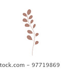 Herb hand drawn icon vector doodle, tree branch. Simple plant leaves icon. Botanical doodle drawing. Botanical illustration for print, wedding card, invitation card floral poster, sticker logo vector 97719869