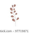 Herb hand drawn icon vector, tree branch. Simple leaves plant icon. Botanical doodle drawing. Botanical illustration for print, wedding card, invitation card, floral poster, sticker logo vector 97719871