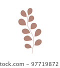 Herb hand drawn icon vector, tree branch. Simple plant leaves icon. Botanical doodle drawing. Botanical illustration for print, wedding card, invitation card, floral poster, sticker logo vector 97719872
