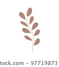 Branch hand drawn icon vector, herb, leaves. Simple plant icon. Botanical doodle drawing. Botanical illustration for print, wedding card, invitation card, floral poster, sticker logo vector 97719873