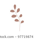 Herb icon vector hand drawn, tree branch. Simple leaves plant icon. Botanical doodle drawing. Botanical illustration for print, wedding card, invitation card, floral poster, sticker logo vector 97719874