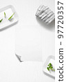 Flat lay of a kitchen with a butcher paper 97720357