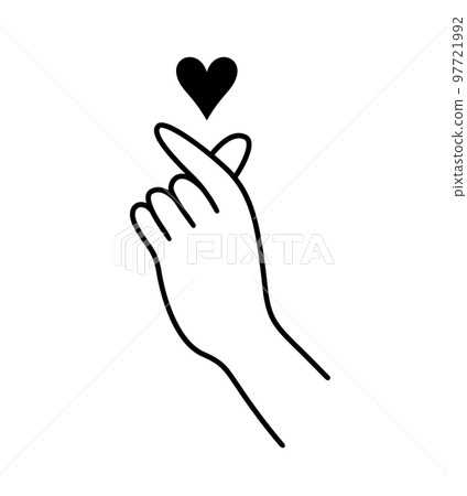 Hand showing heart with fingers gesture mini love.  97721992