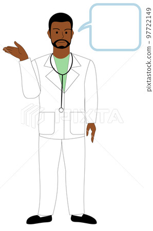 提供建議的年輕黑人男性醫生，獸醫，白人背景 97722149