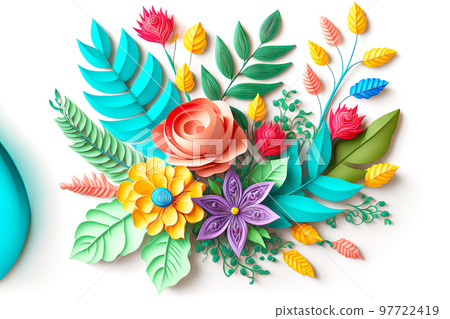 Bouquet composition of plasticine flower isolated on white background Bouquet composition of plasticine flower isolated on white background 97722419