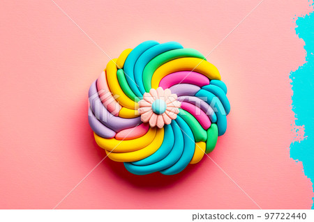 Voluminous iridescent plasticine flower with spiral lobes Voluminous iridescent plasticine flower with spiral lobes 97722440