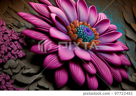 Beautiful naturalistic plasticine flower with fluffy middle and petals Beautiful naturalistic plasticine flower with fluffy middle and petals 97722481