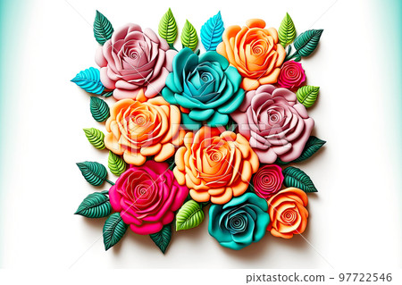 Bright attractive composition of plasticine flower isolated on white Bright attractive composition of plasticine flower isolated on white 97722546