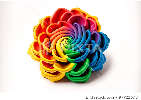 Bright plasticine flower rainbow colors isolated on white background 97722578