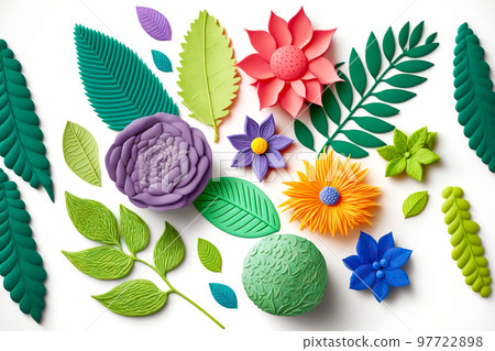 Delicate delicate neatly sculpted plasticine flower isolated on white Delicate delicate neatly sculpted plasticine flower isolated on white 97722898