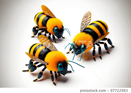 Family of friendly cute plasticine bees isolated on white background Family of friendly cute plasticine bees isolated on white background 97722983