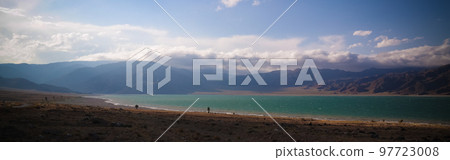 Panoramic view to Orto-Tokoy Reservoir at Chu river in Naryn, Kyrgyzstan 97723008
