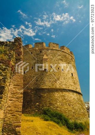 View to ancient wall and Trigoniu tower in Thessaloniki, Greece 97723023