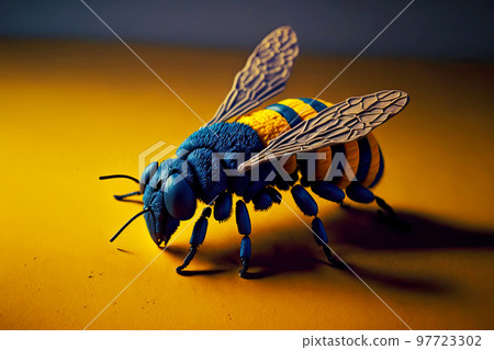 Toy plasticine bee with black eyes and wings Toy plasticine bee with black eyes and wings 97723302