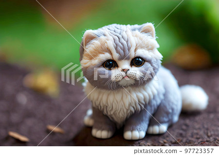 Small plasticine kitten in form of cute children's toy Small plasticine kitten in form of cute children's toy 97723357