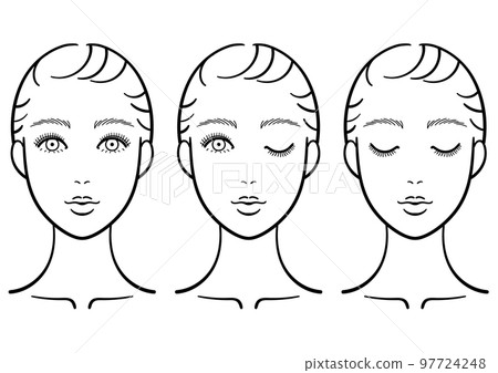 一位女士的臉部插圖，用於解釋美容院的治療 97724248