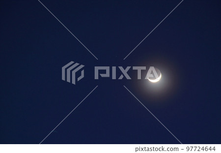 half moon on sky in night half moon on sky in night 97724644