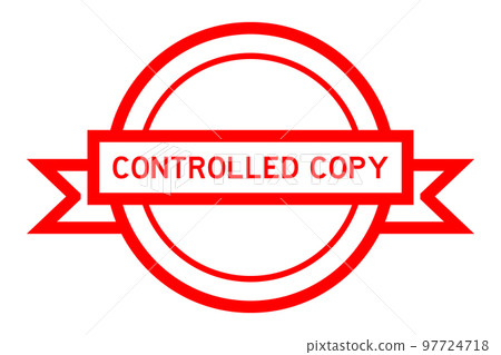 Vintage label banner with word controlled copy in red color on white background 97724718