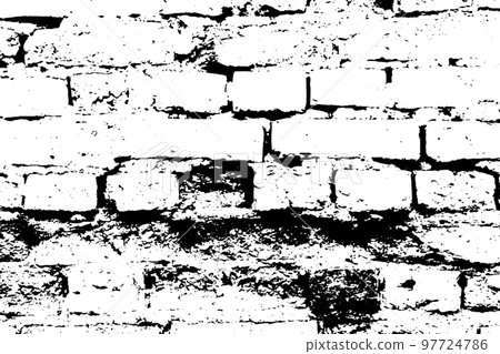 Grunge black texture as brick wall with the crack line shape on white background (Vector). Use for decoration, aging or old layer 97724786