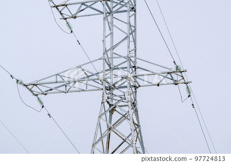 High voltage electric pole close-up 97724813