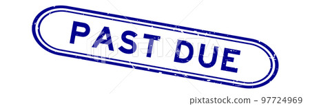 Grunge blue past due word rubber seal stamp on white background 97724969