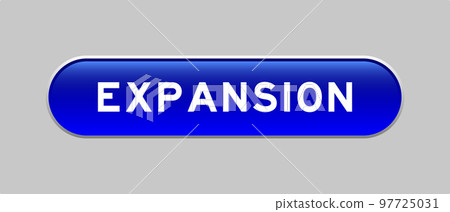 Blue color capsule shape button with word expansion on gray background Blue color capsule shape button with word expansion on gray background 97725031