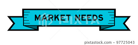 Ribbon label banner with word market needs in blue color on white background Ribbon label banner with word market needs in blue color on white background 97725043