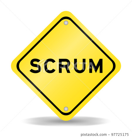 Yellow color transportation sign with word scrum on white background Yellow color transportation sign with word scrum on white background 97725175