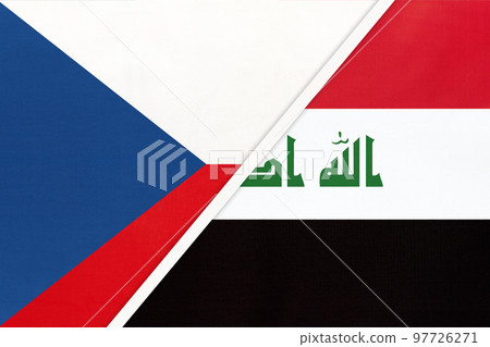 Czech Republic and Iraq, symbol of country. Czechia vs Iraqi national flags. Czech Republic and Iraq, symbol of country. Czechia vs Iraqi national flags. 97726271