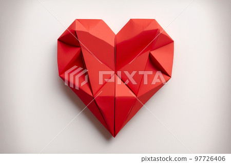 Red Origami Paper Heart Isolated On Stock Vector (Royalty Free