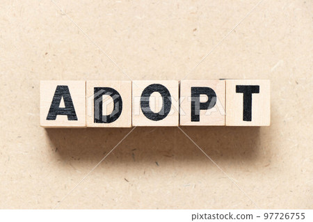 Alphabet letter block in word on adopt wood background 97726755