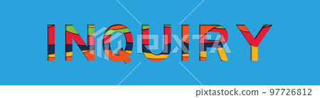 Letter with papercut style in word inquiry on blue background Letter with papercut style in word inquiry on blue background 97726812