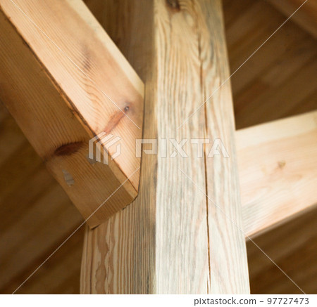 Wooden post with struts. 97727473