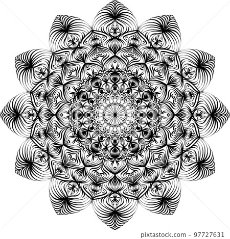 Hand drawn mandala element. Doodle ornament in circle on white background. 97727631