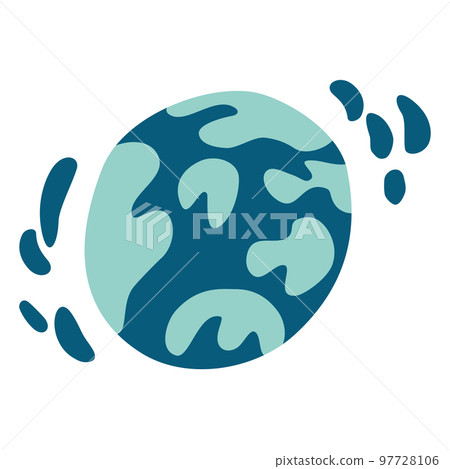 Planet. Cute cartoon galaxy, space, solar system elements. Isolated design elements for children. Stickers, labels, icons, infographics for kids. Vector Hand draw illustration 97728106