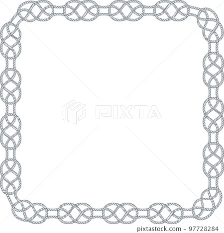 Square rope frame isolated on white background. Twisted cord. 97728284