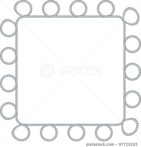 Square rope frame isolated on white background. Twisted cord. 97728285
