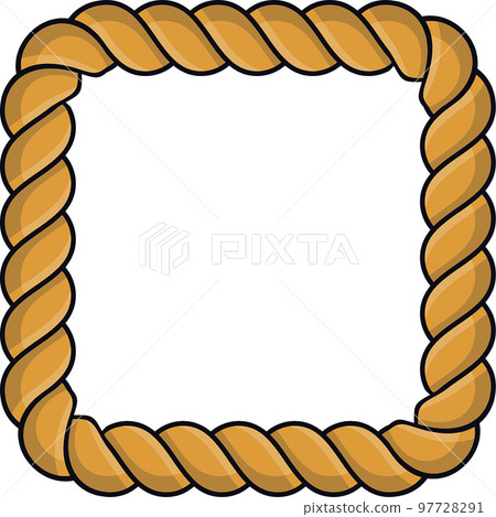 Square rope frame isolated on white background. Twisted cord. Square rope frame isolated on white background. Twisted cord. 97728291