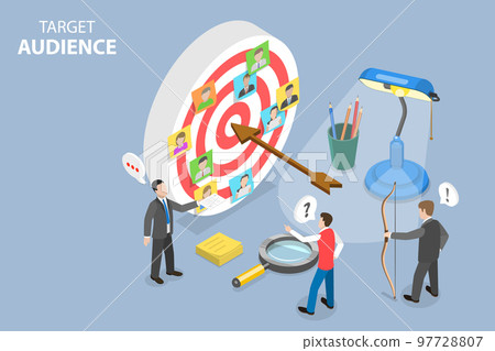 3D Isometric Flat Vector Conceptual Illustration of Target Audience 97728807