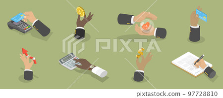 3D Isometric Flat Vector Conceptual Illustration of Hands Gestures 3D Isometric Flat Vector Conceptual Illustration of Hands Gestures 97728810