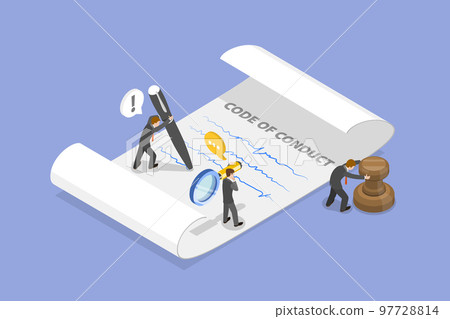 3D Isometric Flat Vector Conceptual Illustration of Code Of Conduct 97728814