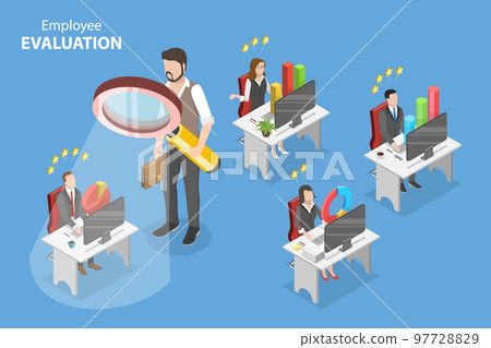 3D Isometric Flat Vector Conceptual Illustration of Employee Evaluation 97728829