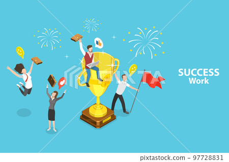 3D Isometric Flat Vector Conceptual Illustration of Success Work 3D Isometric Flat Vector Conceptual Illustration of Success Work 97728831