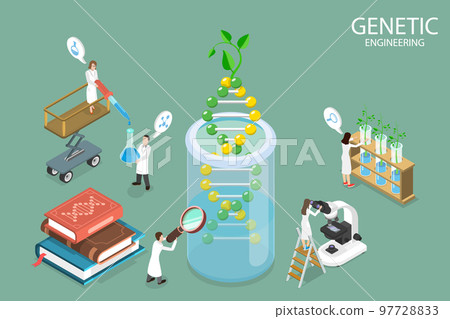 3D Isometric Flat Vector Conceptual Illustration of Genetic Engineering 3D Isometric Flat Vector Conceptual Illustration of Genetic Engineering 97728833