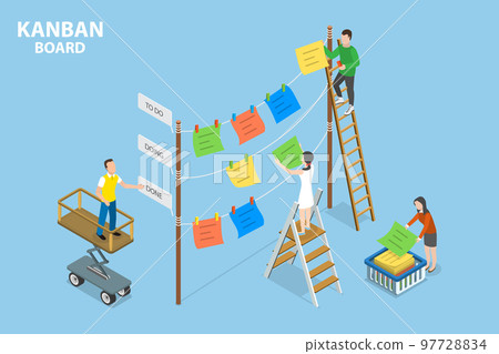 3D Isometric Flat Vector Conceptual Illustration of Kanban Board 3D Isometric Flat Vector Conceptual Illustration of Kanban Board 97728834