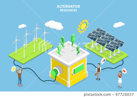 3D Isometric Flat Vector Conceptual Illustration of Alternative Resources 3D Isometric Flat Vector Conceptual Illustration of Alternative Resources 97728837
