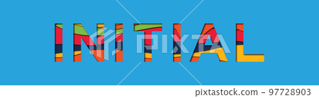 Letter with papercut style in word initial on blue background 97728903