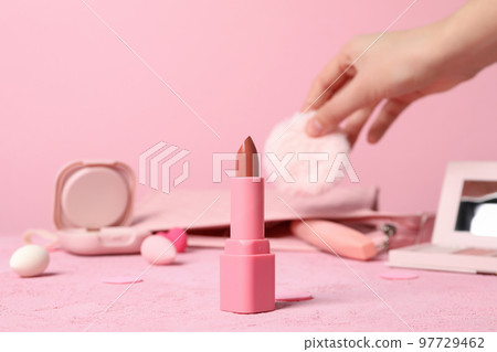 Concept of different female accessories, different cosmetics Concept of different female accessories, different cosmetics 97729462
